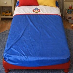 🍓 5 FOR $40 Blue and White Embroidered Happy Clown Fitted Toddler/Crib Bed Sheet